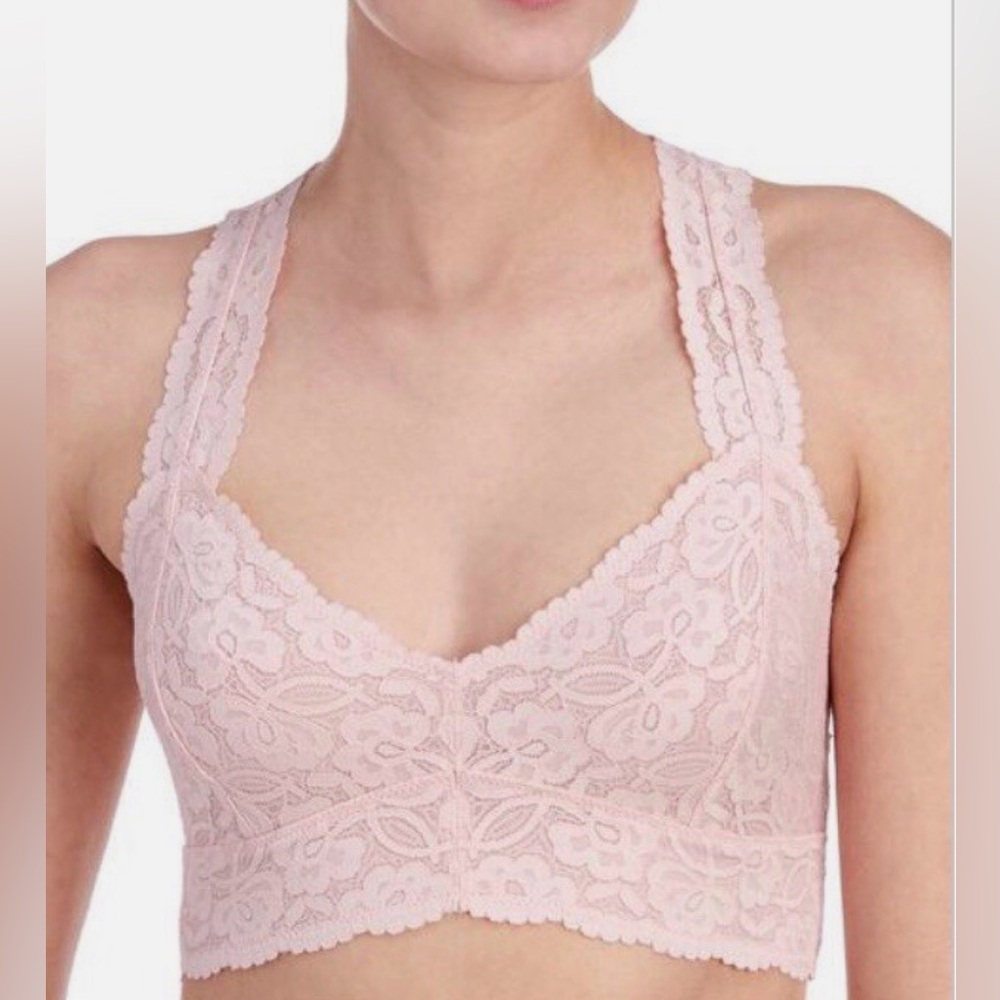Free People Lace Galloon Racerback Bralette Pink Size L